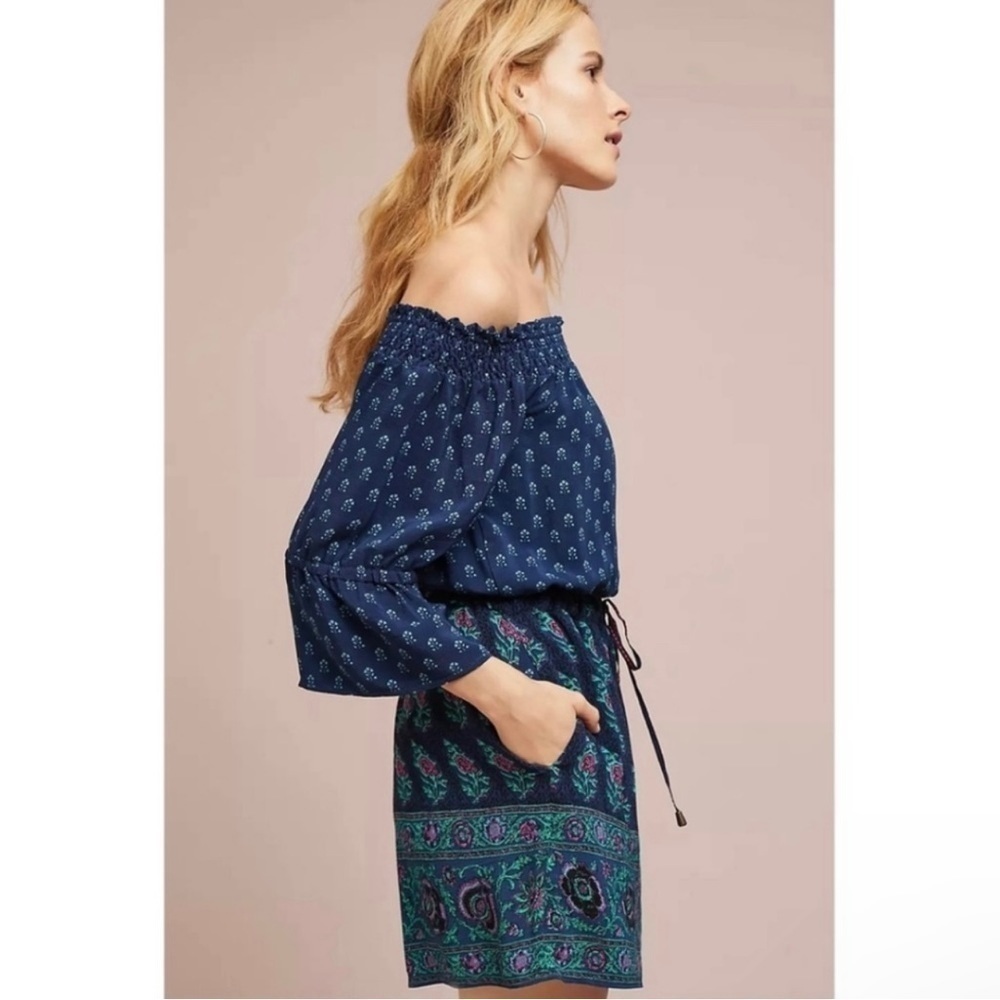 Anthropologie Ett Twa Kaleo Printed Romper Navy Xs View 2